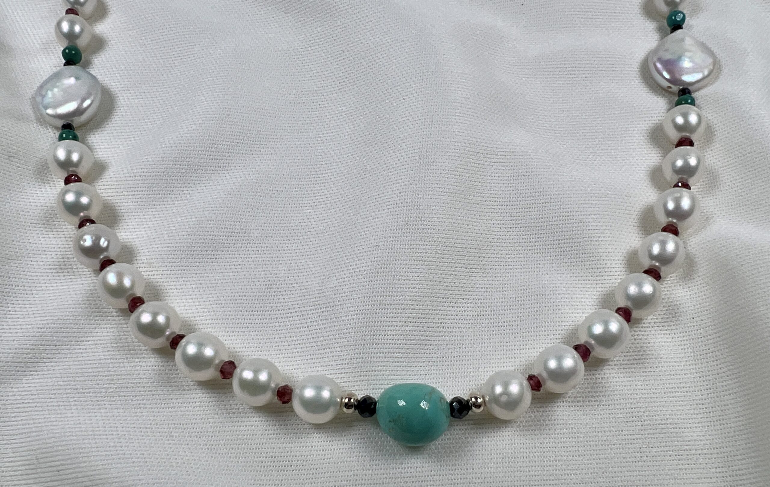 freshwater pearls with Kingman turquoise