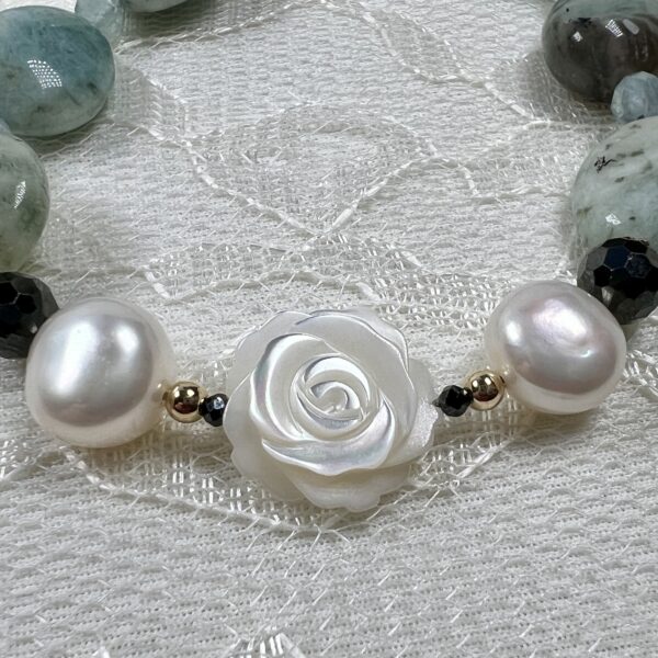 Aquamarine Pebbles Feeling Rosie Necklace and Earring Set