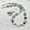 15mm untreated Aquamarine tumbled pebbles necklace and earring set