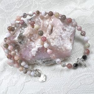 Peruvian Pink Opal Cross Pendant Necklace