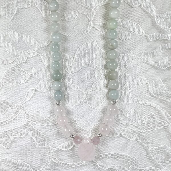 IMG_6227 Pink and Jaded Rose Quartz Drop Necklace