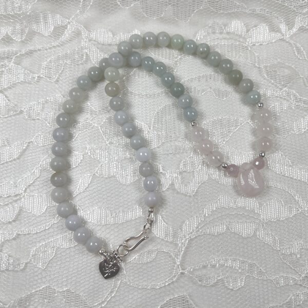 IMG_6230 Pink and Jaded Rose Quartz Drop Necklace