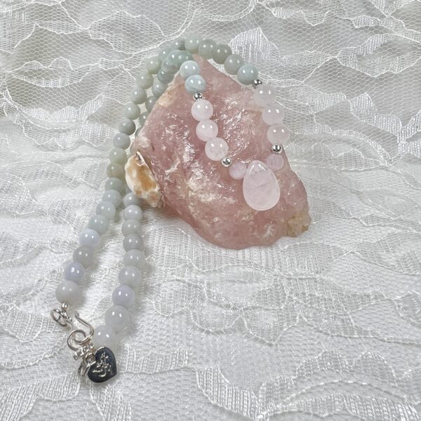 IMG_6232 Pink and Jaded Rose Quartz Drop Necklace