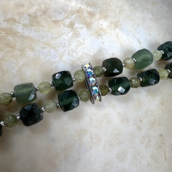 Double Strand Emerald and Green Garnet Bracelet