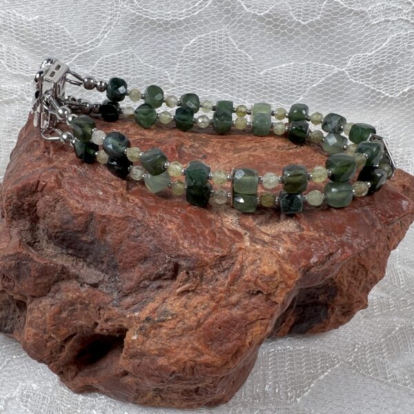 Double Strand Emerald and Green Garnet Bracelet