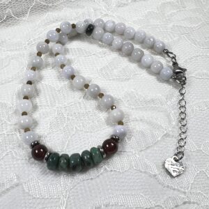 White Jade and Emerald Rondelle Necklace
