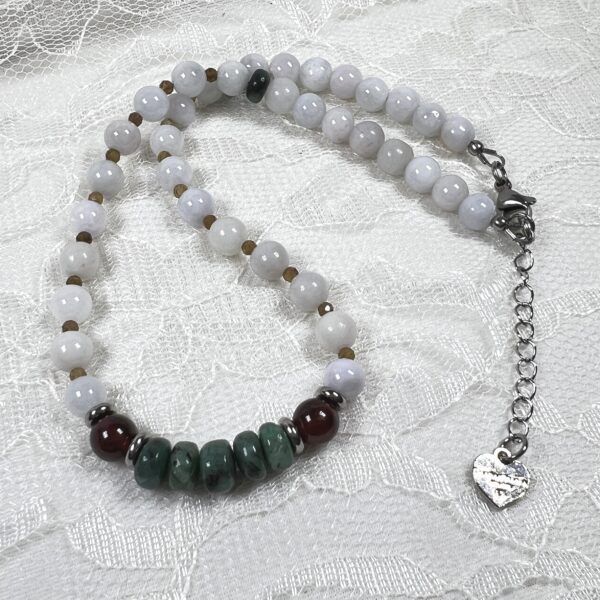 White Jade and Emerald Rondelle Necklace