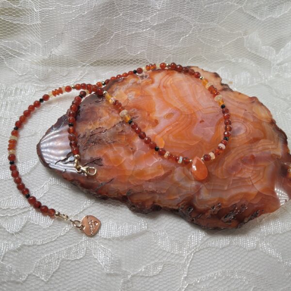 Carnelian Drop Necklace Carnelian Drop and Fire Opal Necklace