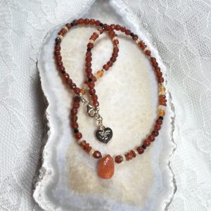 Carnelian Drop and Fire Opal Necklace