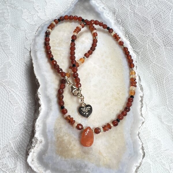 Carnelian Drop Necklace Carnelian Drop and Fire Opal Necklace