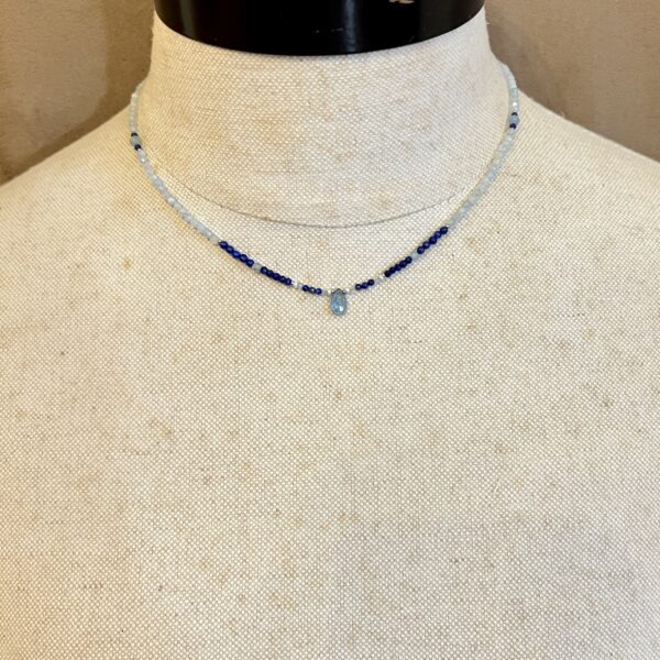 IMG_6875 Aquamarine Blue Drop Dainty Necklace