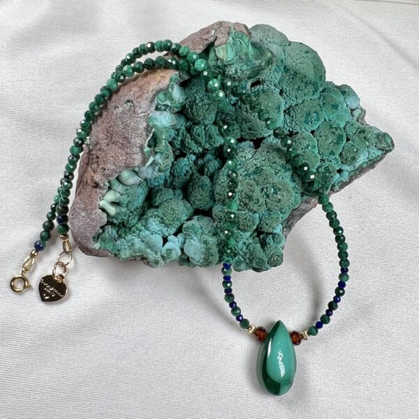 IMG_6879 Blue Chrysocolla Malachite Tear Drop Pendant Necklace