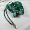 Blue Chrysocolla Malachite Tear Drop Pendant Necklace