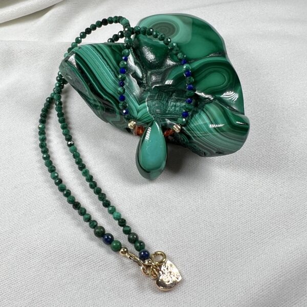 IMG_6882 Blue Chrysocolla Malachite Tear Drop Pendant Necklace