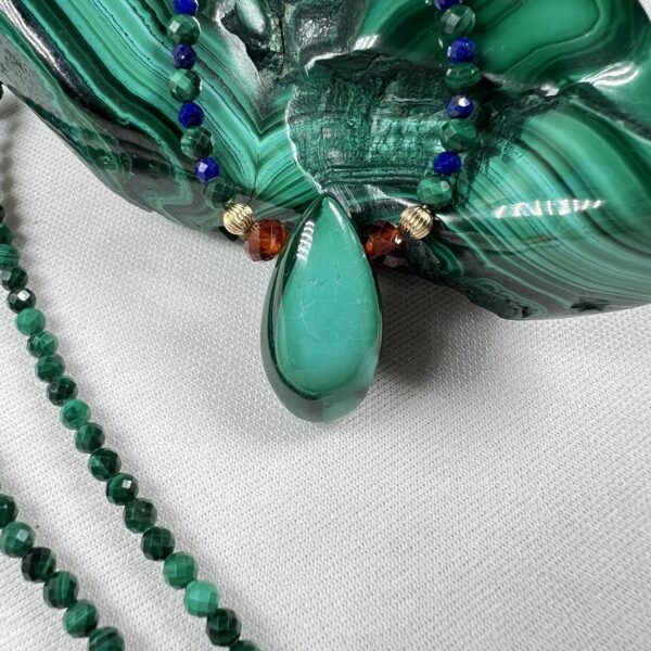 IMG_6883 Blue Chrysocolla Malachite Tear Drop Pendant Necklace