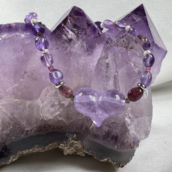 IMG_6906 Modern Puffed Amethyst Heart Nugget Necklace