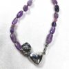Modern Puffed Amethyst Heart Nugget Necklace