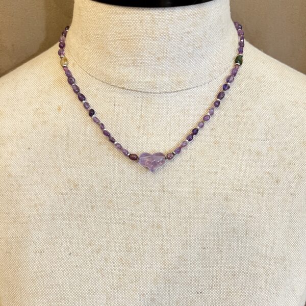 IMG_6916 Modern Puffed Amethyst Heart Nugget Necklace