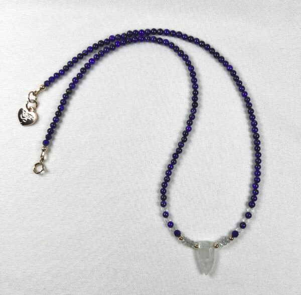 Aquamarine Blade and Lapis Lazuli Necklace Mossy Aquamarine and Lapis Lazuli