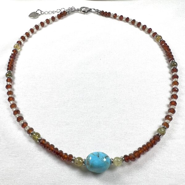 IMG_6919 Hessonite Garnet Loves Turquoise Necklace