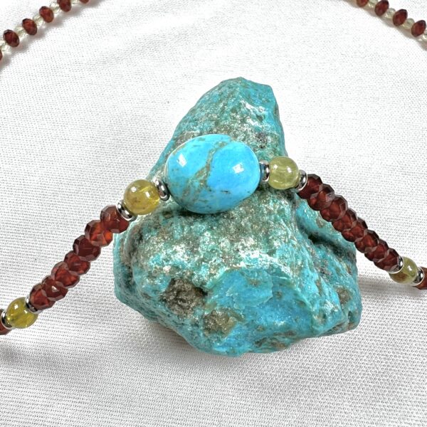 IMG_6920 Hessonite Garnet Loves Turquoise Necklace