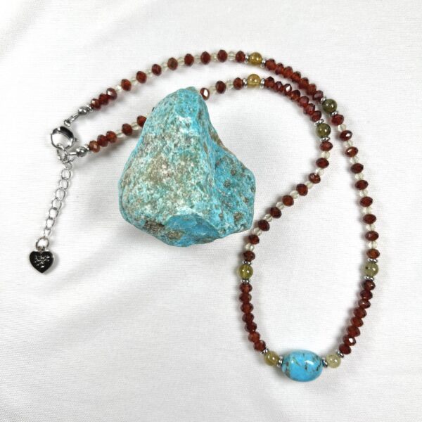 IMG_6921 Hessonite Garnet Loves Turquoise Necklace