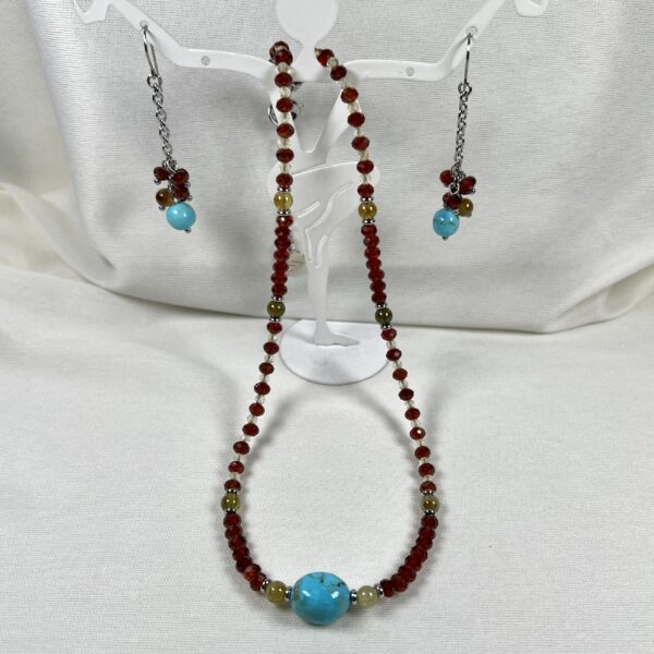 IMG_6953 Hessonite Garnet Loves Turquoise Necklace