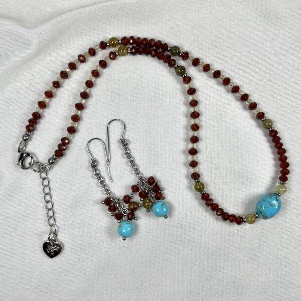 Hessonite Garnet Likes Turquoise Hessonite Garnet necklace and earring set