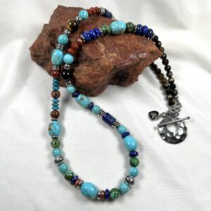 Kingman Turquoise and mixed mineral neckace